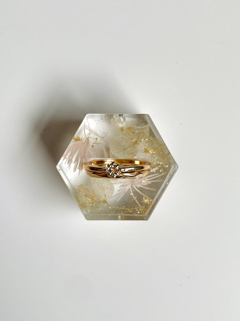 Pink and White Floral Hexagon Ring Box