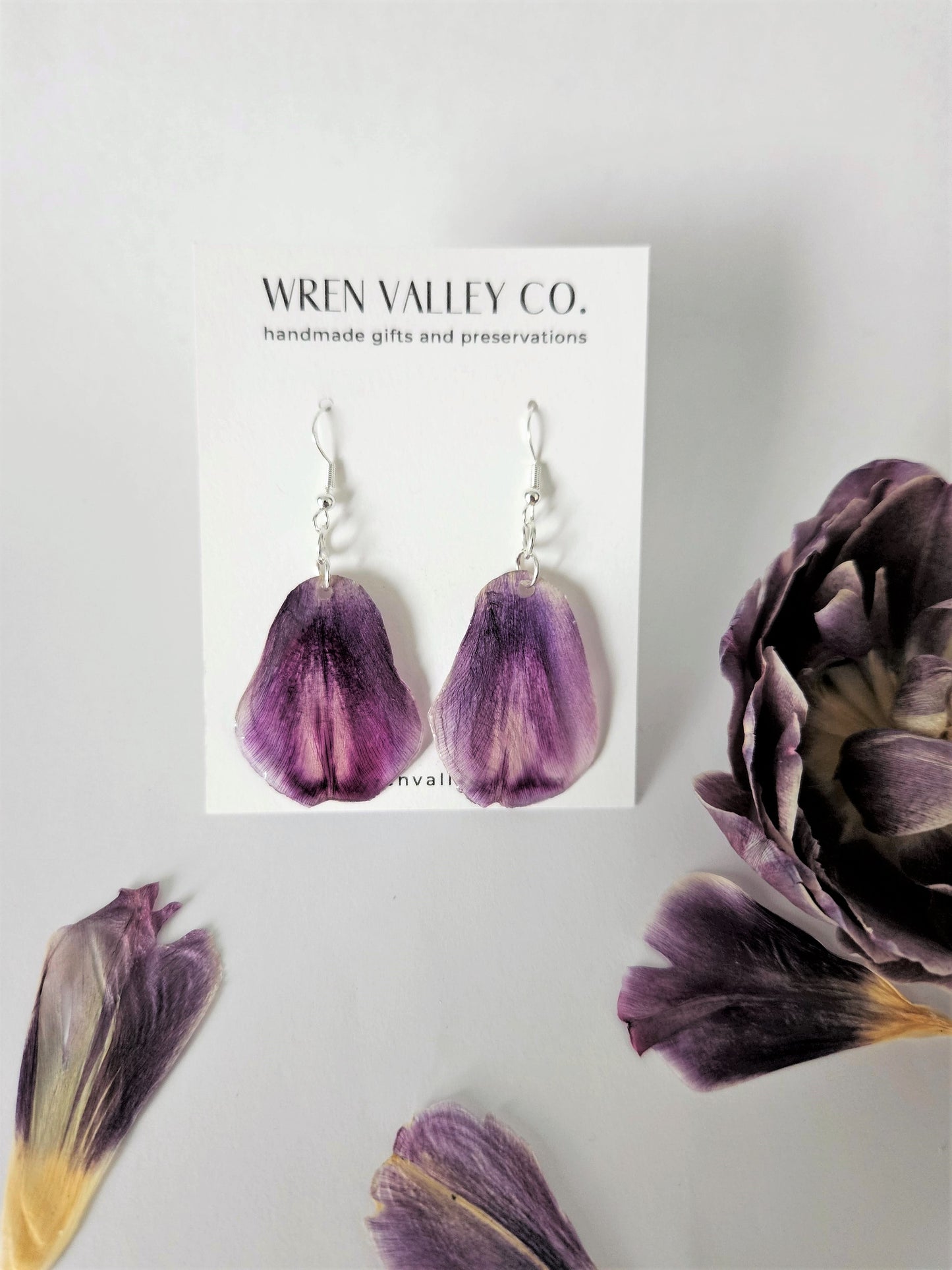 Purple Tulip Petal Earrings