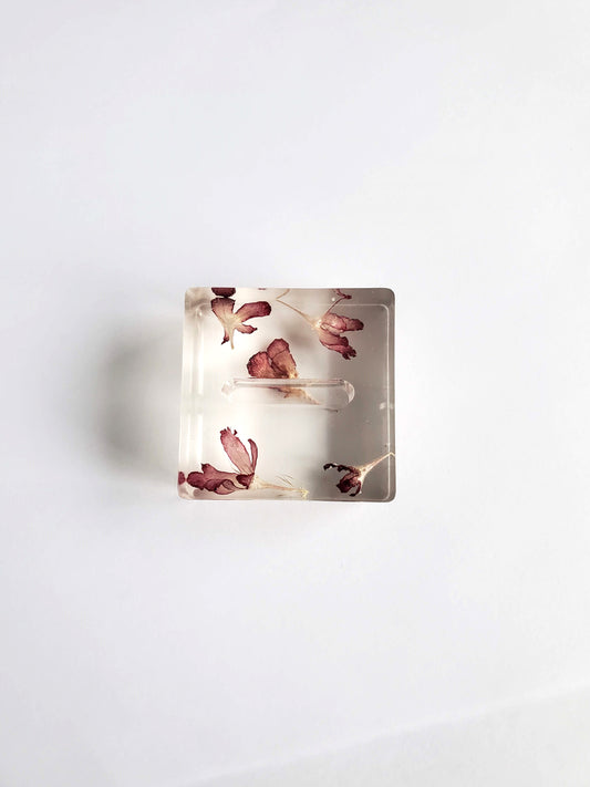 Red Floral Square Ring Box