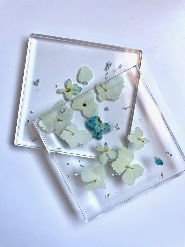 Blue Hydrangea Clear Coaster