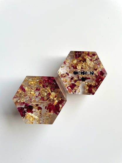 Gold & Rose Confetti Hexagon Ring Box