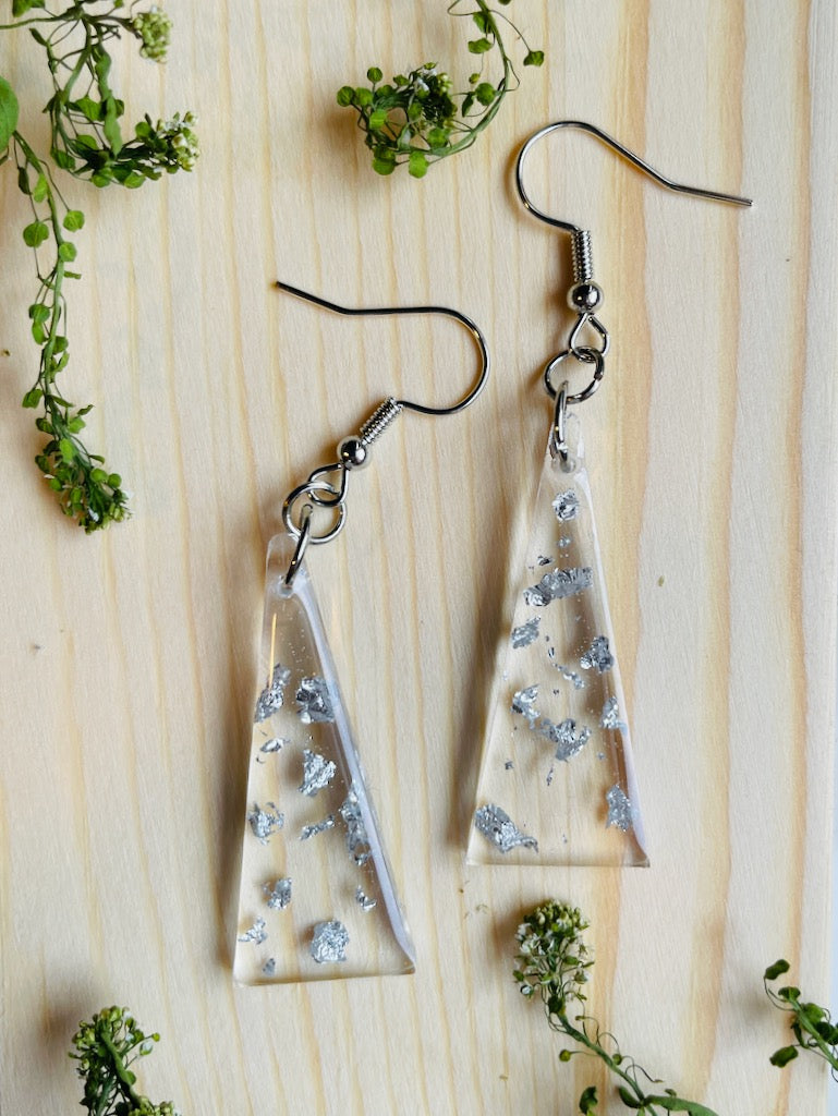 Metallic Flake Triangle Earrings - Style 1