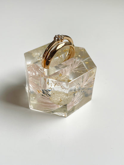 Pink and White Floral Hexagon Ring Box